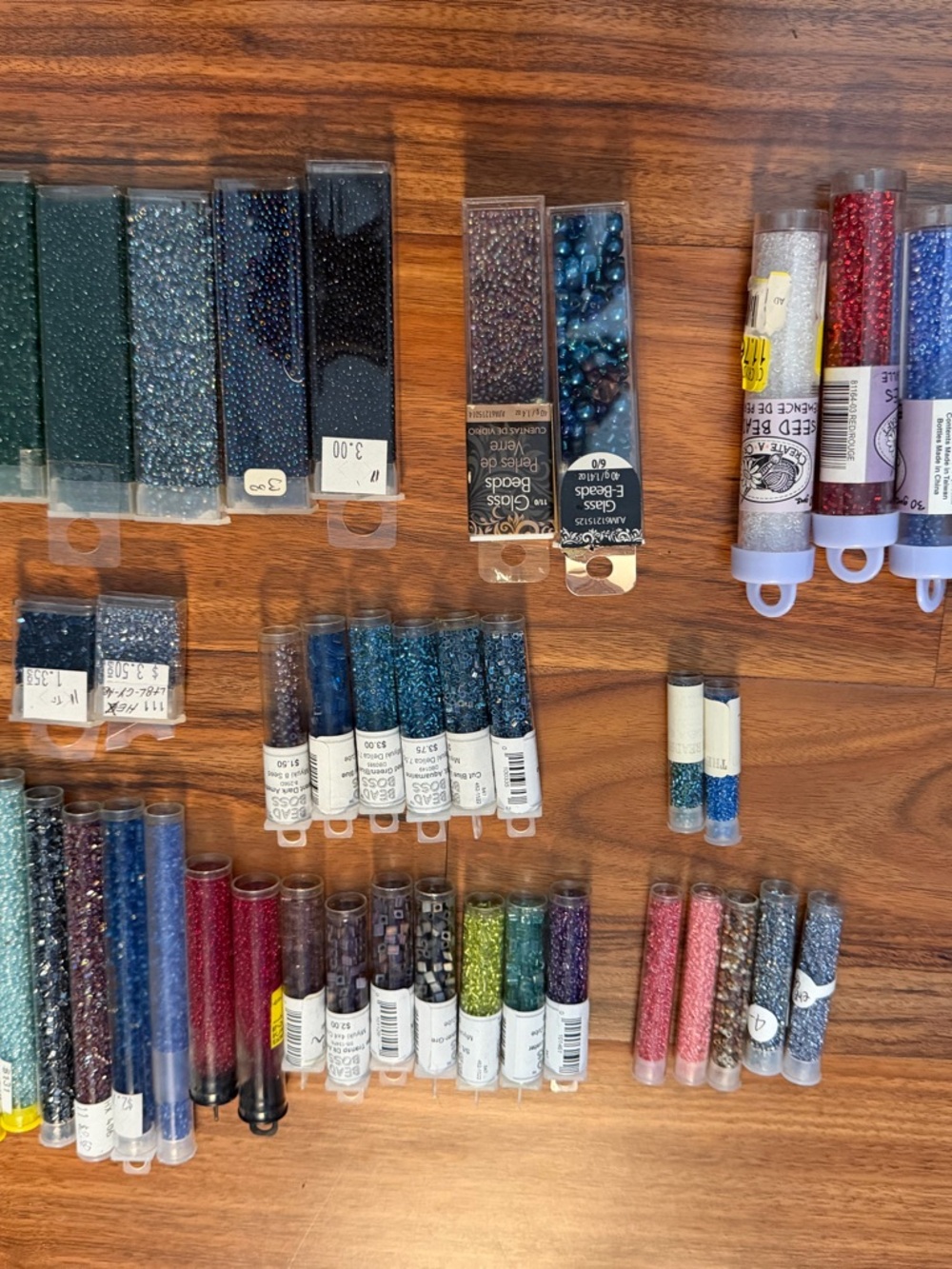 Mixed Seed Beads Collection - Blue, Teal, Red, Pink, Green